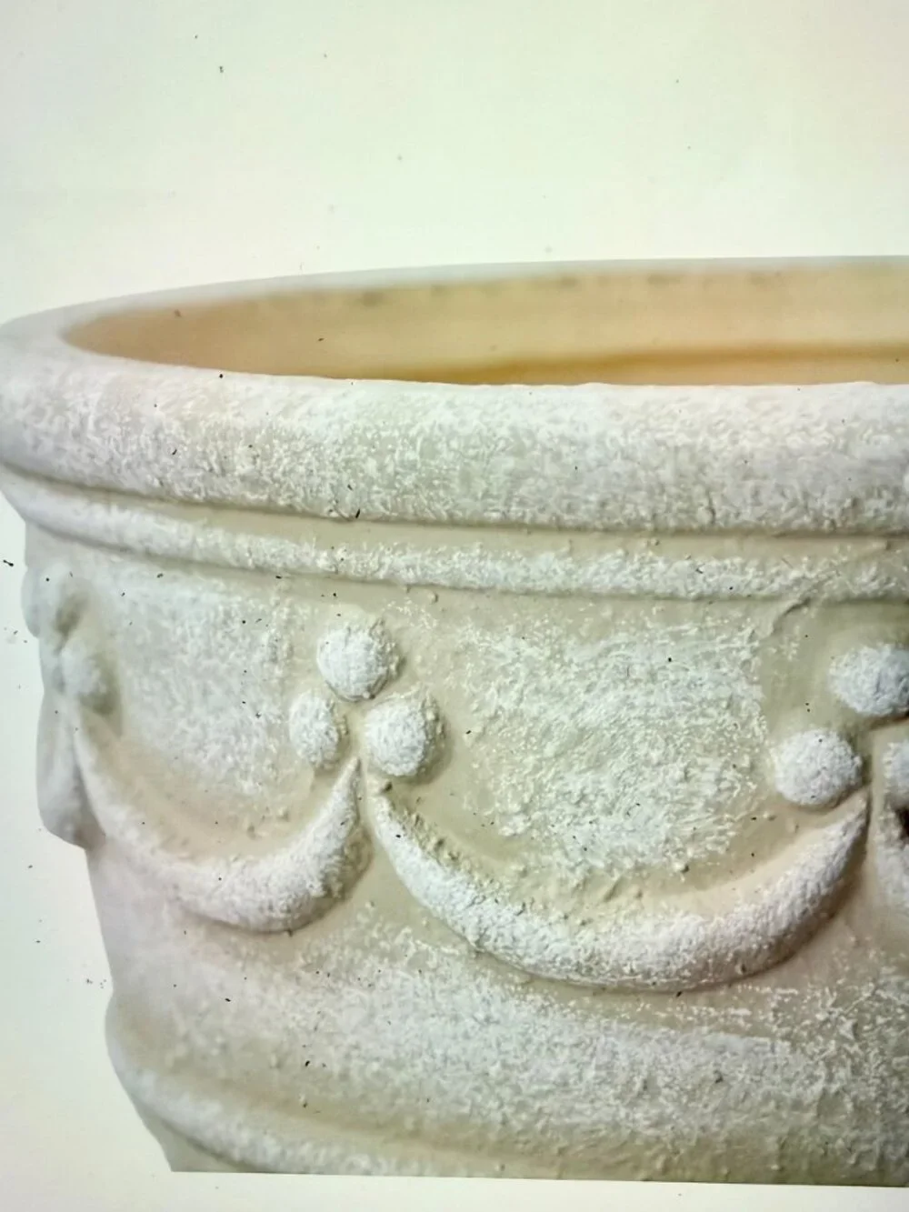 Cream Ceramic Planter, Retro Textured & Embossed Plant Pot with Drainage Hole 8